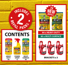 Load image into Gallery viewer, Big Wipes Van System - 3 brackets and Assorted Wipes Heavy Duty Multi Surface