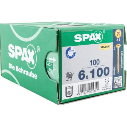 SPAX Yellow Pozi Countersunk Wood Screws - Universal screw YELLOX - 100/200PCS