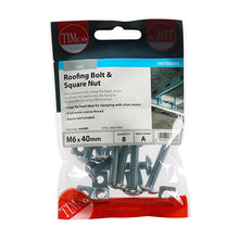 Load image into Gallery viewer, Roofing Bolts &amp; Square Nuts - Zinc M6 x 40
