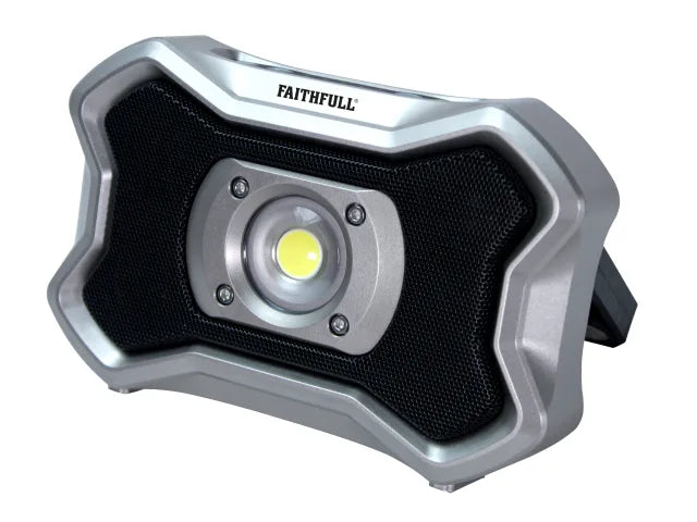 Faithfull Rechargeable Worklight with Bluetooth Speaker