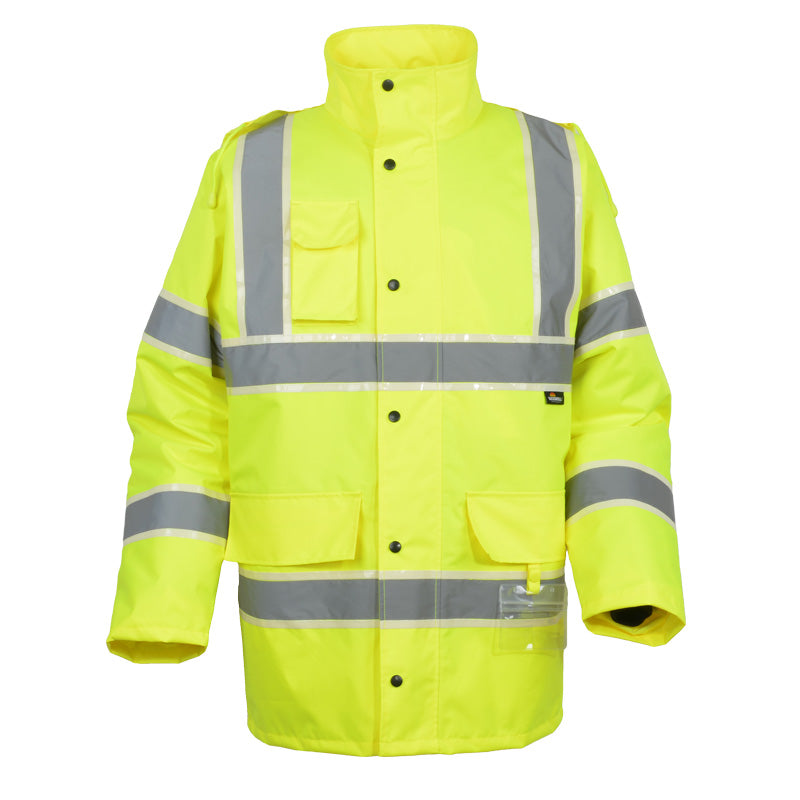 Vizwell VWJK01 Parka Coat High Visibility Waterproof - Yellow - MEDIUM