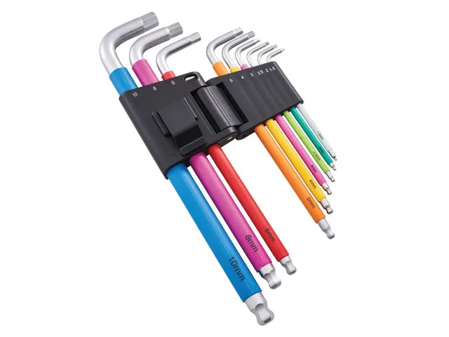 Faithfull 9 Piece Colour Coded Hex Key Set