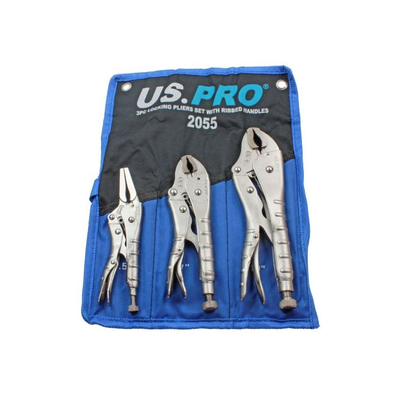 US PRO Tools 3pc Soft Grip Locking Pliers Set 6.5, 7, 10