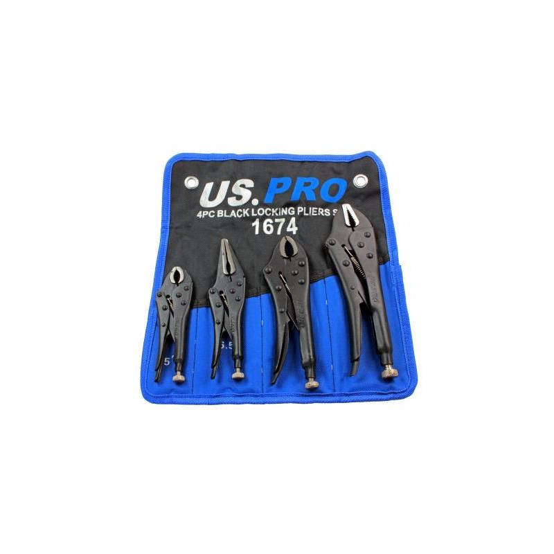 US Pro 4pc Black Locking Pliers Set