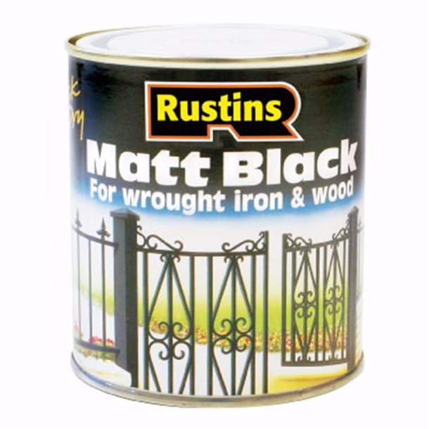 Rustins Matt Black Paint Quick Drying 250ml