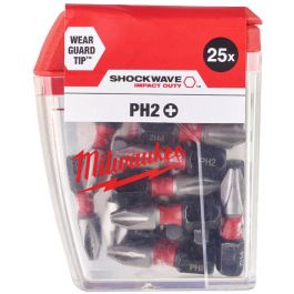 Milwaukee Shockwave Impact Duty Screwdriving Bit PH2 x 25mm- (25PCS)