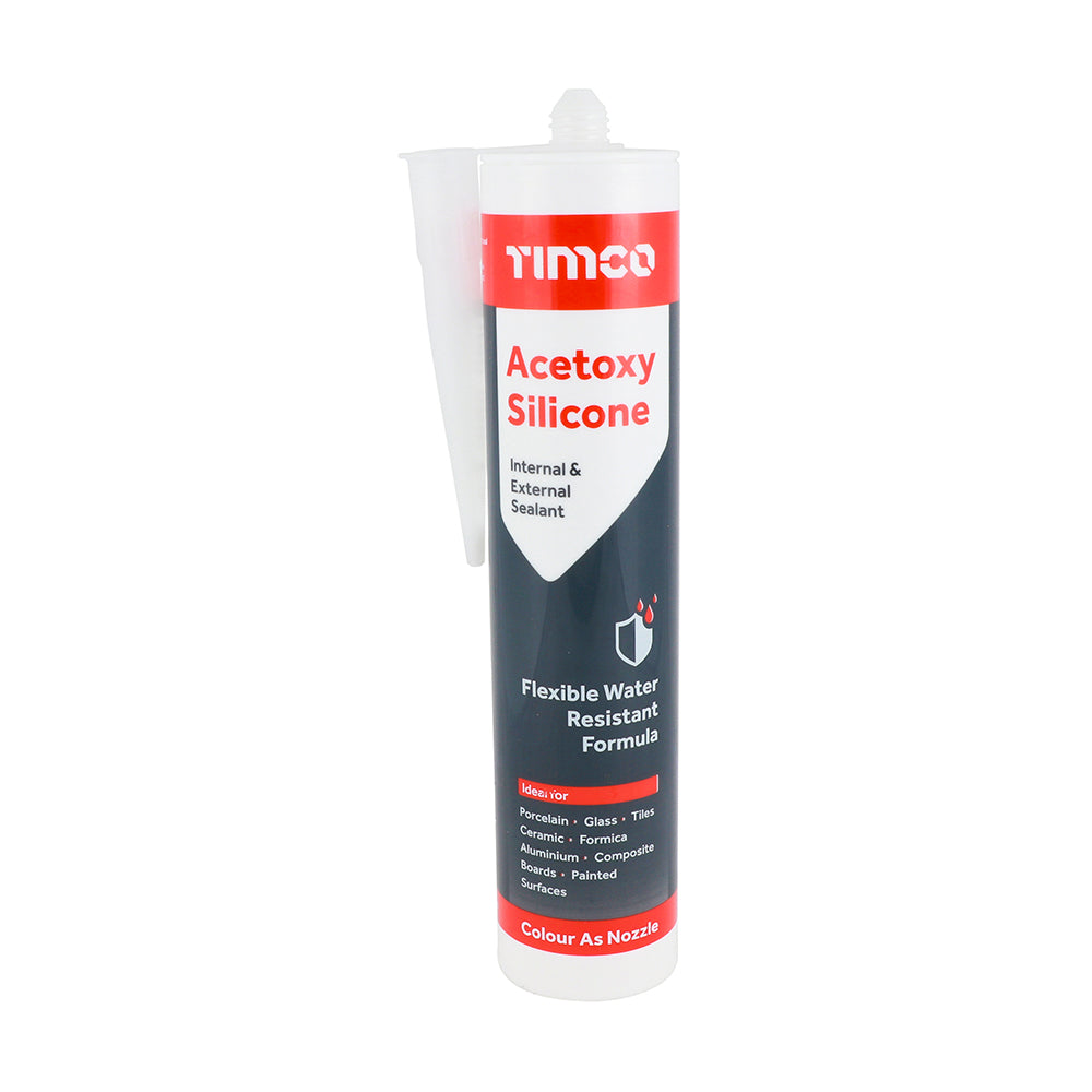 Timco Acetoxy Silicone - 300ml Cartridge - Various Colours