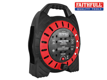 Faithfull Semi-Enclosed 4-Socket 10m Cable Reel