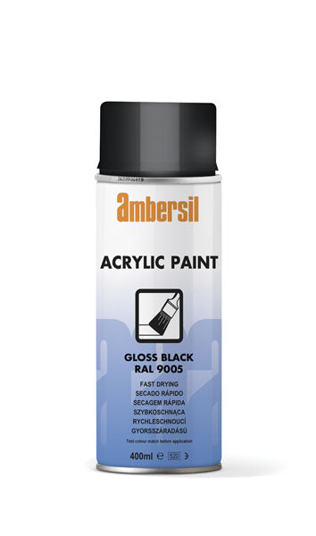 Ambersil Acrylic Spray Paint - Gloss Black - RAL 9005