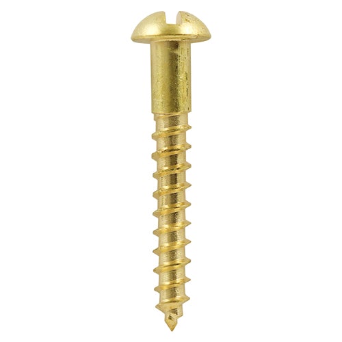 Timco Solid Brass Timber Screws - SLOT - Round