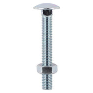 M6 Carriage / Coach / Cup Bolts & Hex Nuts - Zinc DIN 603, DIN 934