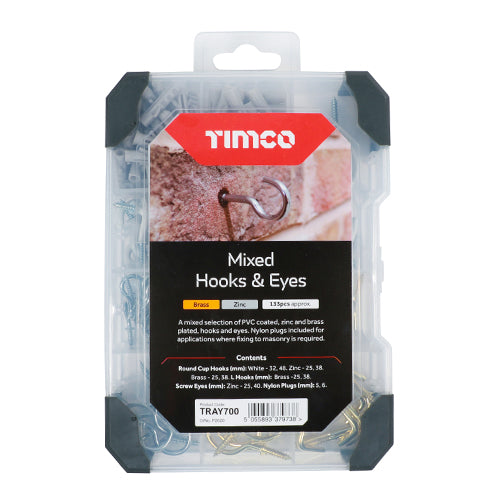 TIMCO Hooks & Eyes Mixed Tray - 133pcs