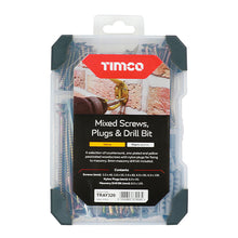 Load image into Gallery viewer, TIMCO Screws, Plug &amp; Drill Bit Gold Mixed Tray - 261pcs
