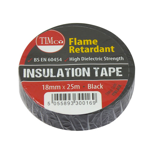 Timco PVC Electrical Insulation Tape - Black - 25m x 18mm