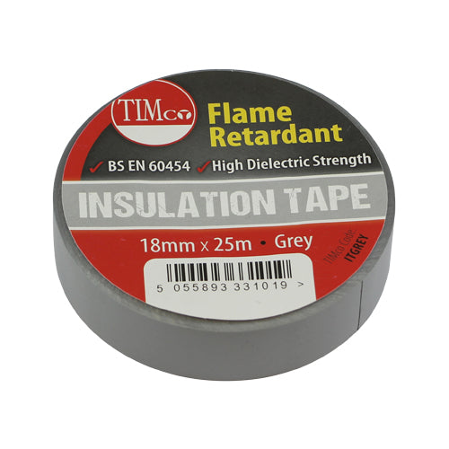 Timco PVC Electrical Insulation Tape - Grey - 25m x 18mm