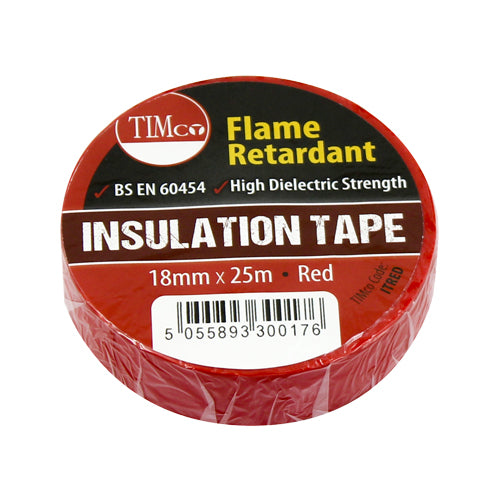 Timco PVC Electrical Insulation Tape - Red - 25m x 18mm