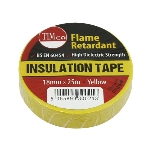 Timco PVC Electrical Insulation Tape - Yellow - 25m x 18mm